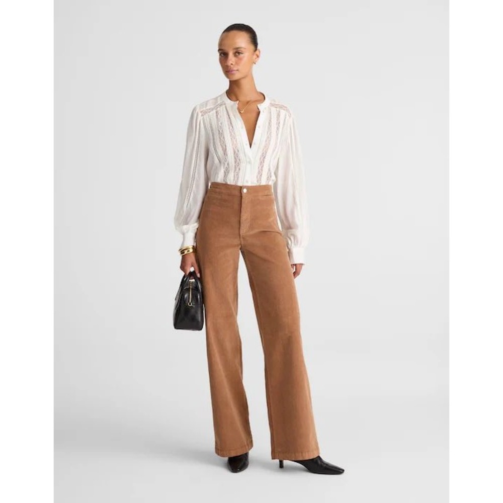 Madewell The Wide-Leg Pant in Corduroy Toasted Umber Brown NX207 Size 00 23 NEW